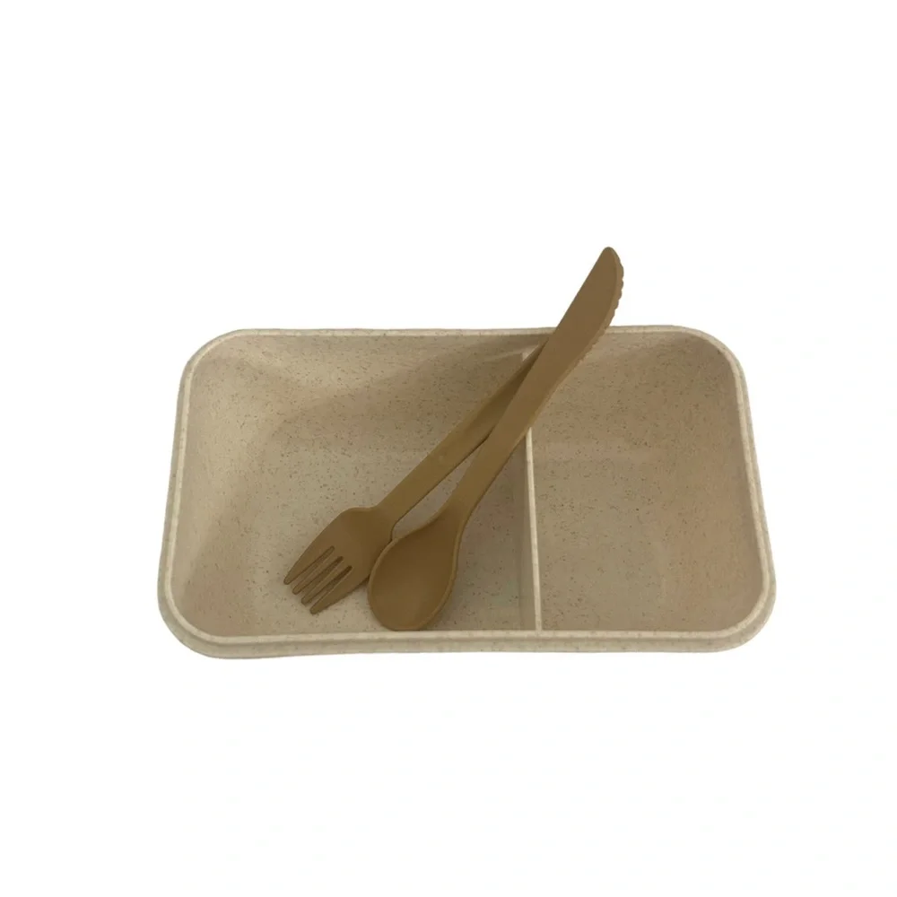 Lunchsy Wheat Straw Bento Lunch Box with Soup Cup and Cutlery - Bag Included - Picture 6 of 6